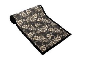 Black Flower Print Bamboo Dining Table Mat and Runner Set