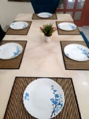 Cream and Black Stripes Bamboo Dining Table Mat