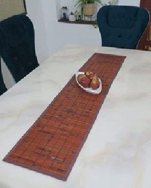 Burnt Bamboo Dining Table Mat and Runner Set