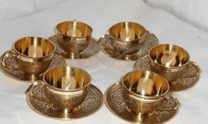 Brass Tea Cup and Saucer Set