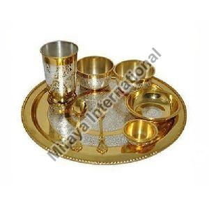 Silver Coated Brass Thali Set