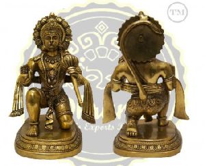 12 Inches Brass Lord Hanuman Statue