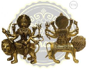 12 Inches Brass Maa Durga Statue