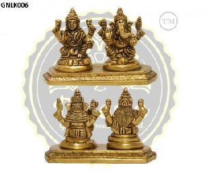 2.25 Inches Brass Lakshmi Ganesha Statue