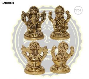 2 Inches Brass Lakshmi Ganesha Statue