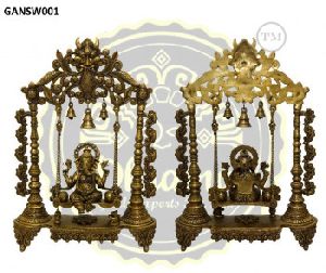 26 Inches Lord Ganesha on Swing Brass Statue