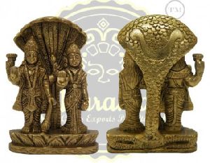 4 Inches Brass Vishnu Laxmi Statue