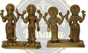 5.5 Inches Brass Vishnu Laxmi Statue