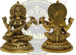 7.5 Inches Brass Maa Saraswati Statue