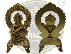 9.5 Inches Brass Maa Saraswati Statue