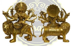 9 Inches Brass Maa Durga Statue