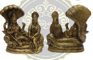 9 Inches Brass Vishnu Laxmi Statue