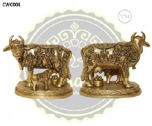 Brass Cow with Calf Statue
