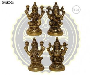 3.5 Inches Brass Lakshmi Ganesha Statue