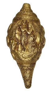 Brass Radha Krishna Carving Shankh
