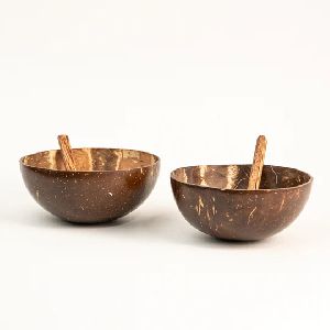 Mini Coconut Shell Bowl & Spoon Set