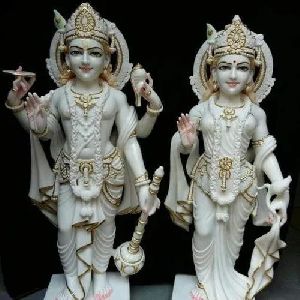 White Marble Laxmi Vishnu Statue