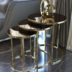 Stainless Steel Base and Marble Top Nesting Stool