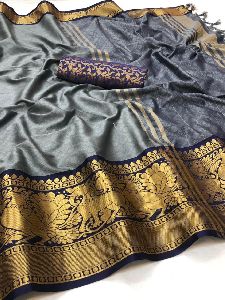 Peacock Print Cotton Silk Sarees