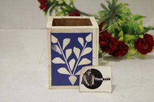 blue bone inlay pen holder