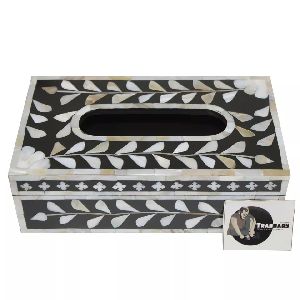 Floral MOP Inlay Tissue Box Mother Of Pearl Inlay Tissue Box From Tradnary