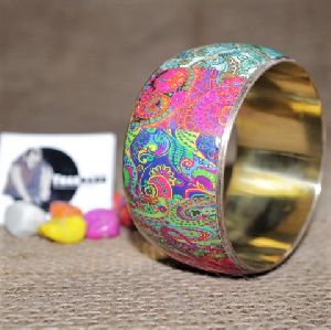 Wide Colorful Rexine Bangle Woman's Bangle Printed Bangle From Tradnary