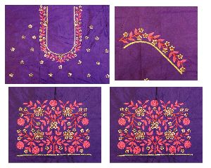 purple colour aari work blouse