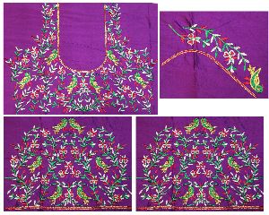 heavy work purple color blouse designs