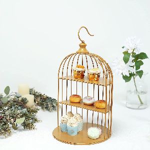 Wrought Iron Bird Cage Shaped Decorative cupcake stand