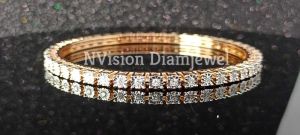 Rose Gold Natural Diamond Miracle Plate Bangle