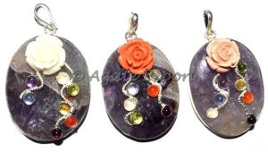 Amethyst Oval Chakra Pendants