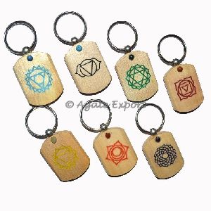 Chakra Wood Keychain Set