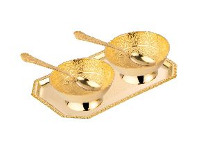 Brass Bowl and Spoon Set