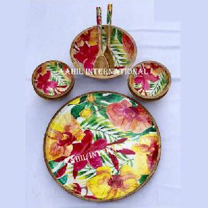 Wooden Salad Bowl Enamel Printed