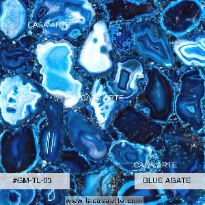 Blue Agate Semi Precious Stone Slab Tile