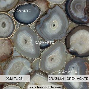 Brazilian Grey Agate Semi Precious Stone Slab Tile