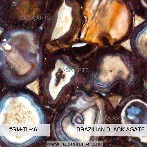 Brazilian Black Agate Semi Precious Stone Slab Tile