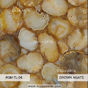 Golden Brown Agate Semi Precious Stone Slab Tile