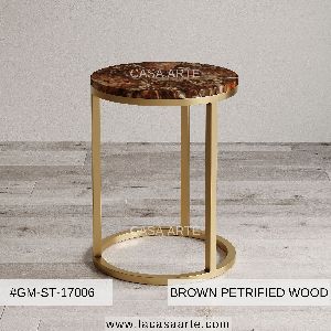 Brown Petrified Wood Side Table