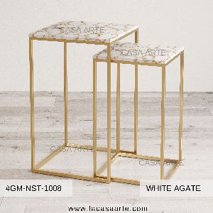 White Agate Nested Side Table