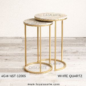 White Quartz Nested Side Table