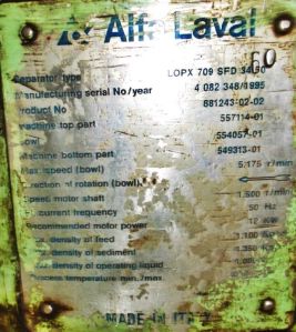 LOPX709 ALFA LAVAL SEPARATOR