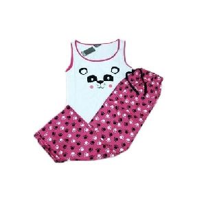 Ladies Cotton Pyjama T Shirt Set