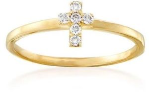 Diamond Accented Cross Ring