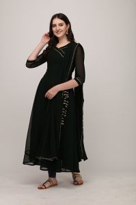 Black Blooming Georgette Crepe Suits