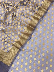 Banarasi Soft Silk Zari Weaved Kameez With Gold Polka Motifs Weaved Shibori Dyed Silk Dupatta Suit S