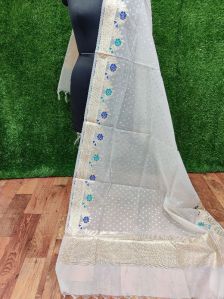 Dyeable Chanderi Silk Meena & Mat Lorex Zari Weaved Dupatta