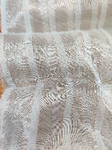 Dyeable Pure Silver Tissue Silk with Spam Silk Stripe Weave Fabric