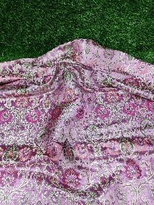 Light Purple Banarasi Handloom Kimkhab Silk With Multi Meena Weaved Brocade Fabric