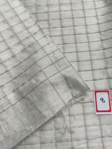 Pure Chanderi Silk Silver Zari Weaved Check Dyeable Fabric